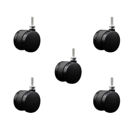 Service Caster 2'' Office Chair Casters Nylon Twin Wheel 5/16 Threaded Stem, 5PK SCC-UHTS02S50-NYS-5161810-5